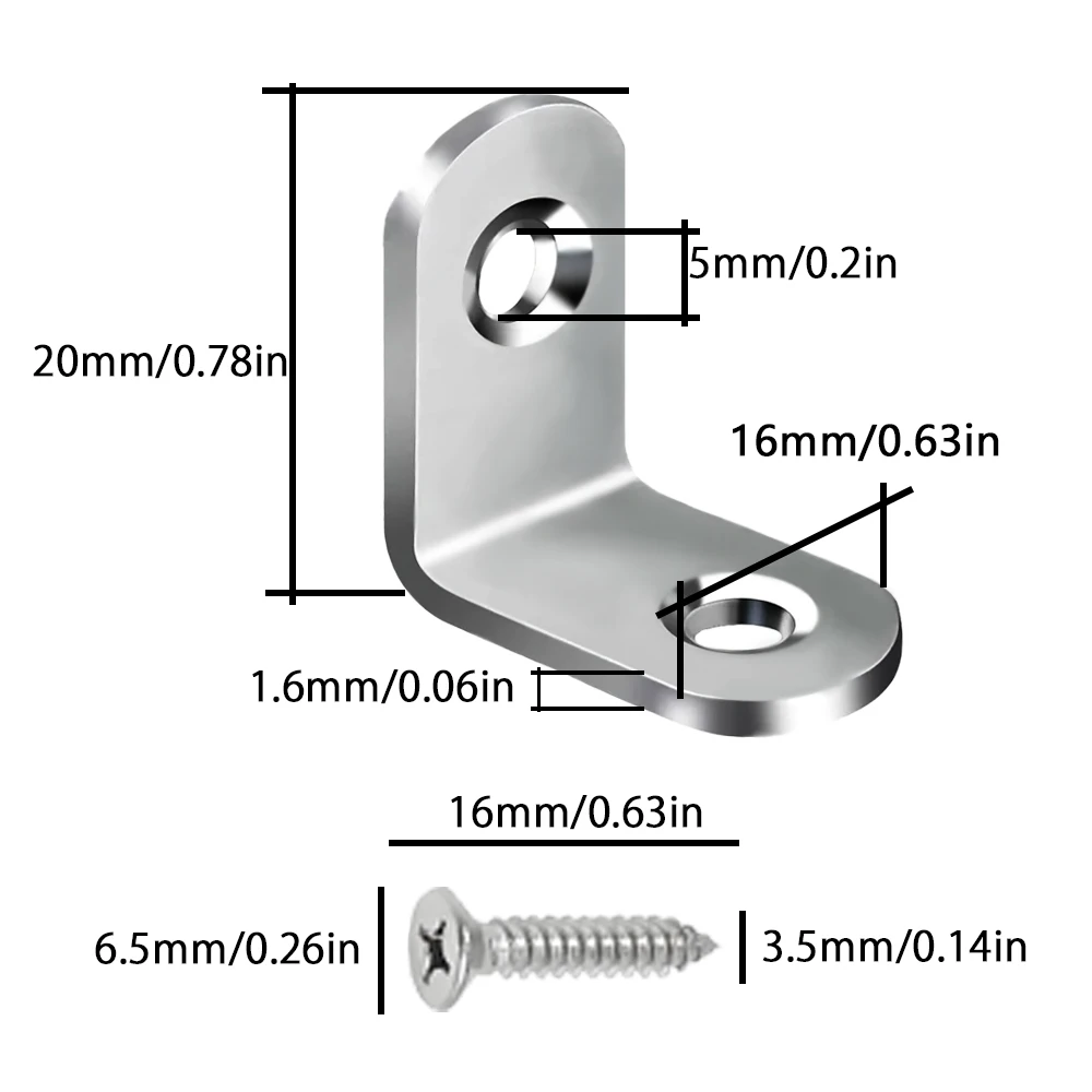 Stainless steel 90 degree angle code L-shaped corner joint right angle bracket for wooden furniture fastening accessories