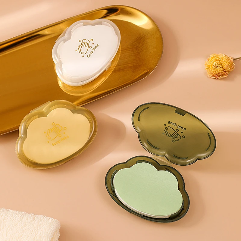 

50Pcs/Box Disposable Mini Cloud Shape Paper Soap With Box Portable Hand-washing Soap Paper Flakes Effectively Clean Hands