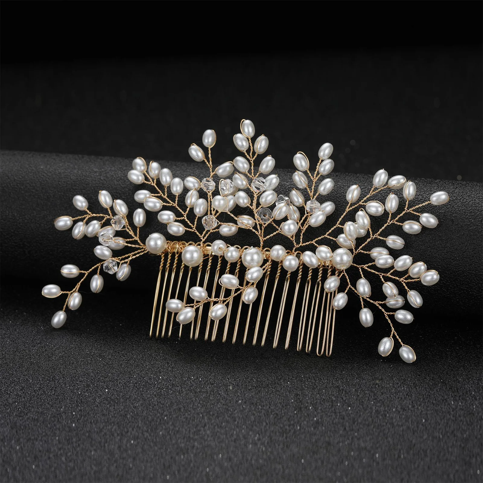 Pearl Crystal Wedding Hair Combs Hair Accessories for Bridal Flower Headwear Women Bride Hairpins Braiding Flower Clip