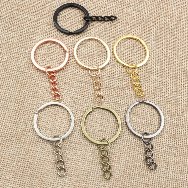 20 pcs/lot Key Ring Key Chain 7 Colors Plated 50mm Long Round Split Keychain  Keyrings