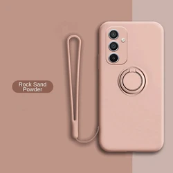 Magnetic Liquid Silicone Phone Case with Ring Holder - A73 5G (Pink)