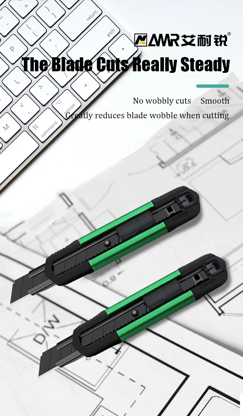 SK5 Alloy Blade Sharp Utility Messer Aluminiumlegierung Handpapierschneider Elektriker Messer 18mm für Büro Schule Schreibwaren Supplie – Detail 7