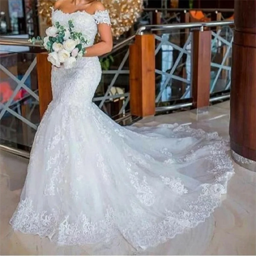 strapless open back dress Tulle Polka Dots Mermaid Sweetheart Wedding Dresses, PW458
