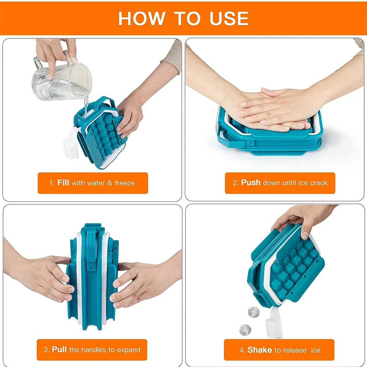 Light blue silicone ice bottle 2-in-1 ice hockey portable tray, frozen whiskey cocktail wine beer retractable cube mold