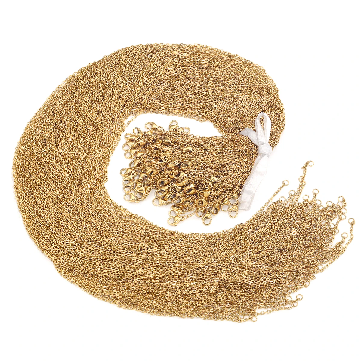 Jewelry Chain 33 Feet 18K Gold Stainless Steel Flat Cable Chains Link Spool Bulk With 20 Lobster Clasps And 50 Jump Rings For Pendant Necklace Jewelry Gold Plating Kit