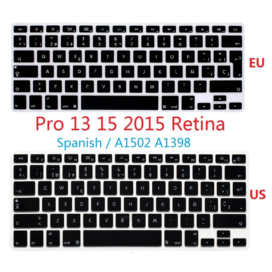Pelle Tpu Spagnola Per Macbook Pro Retina 13 15 Us Eu Cover Per Tastiera A1502 A1398 Spagnolo Per Macbook Pro 13 15 Protezione Per Tastiera