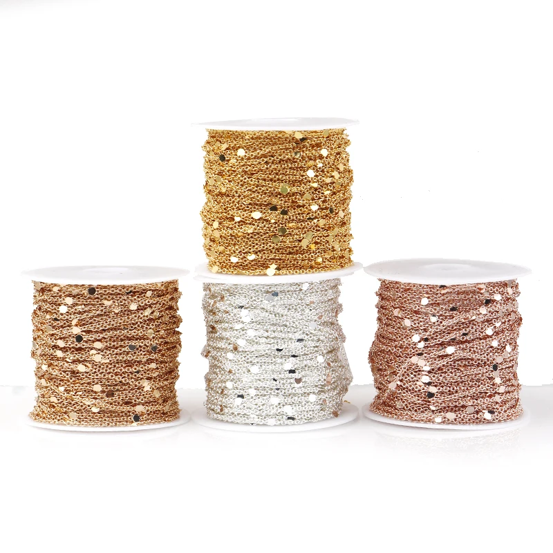 

10Yards/Roll Copper Cross Clip Chain High Quality 1.5mm Wide Necklace Extension Chain Diy Jewelry Bracelet Connection Accessory