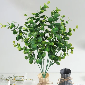 1 Bunch of Very Realistic Artificial Eucalyptus Leaves, Eucalyptus Branches for Room Desktop, Coffee Table, Vase, Outdoor Balcony, Terrace, Porch Decoration, Simulated Green Plants