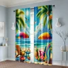 2pc,  Curtains Tropical Beach Surfboard Versatile Polyester,Without Electricity Birthday Party Applies to Parties and Everyday 6
