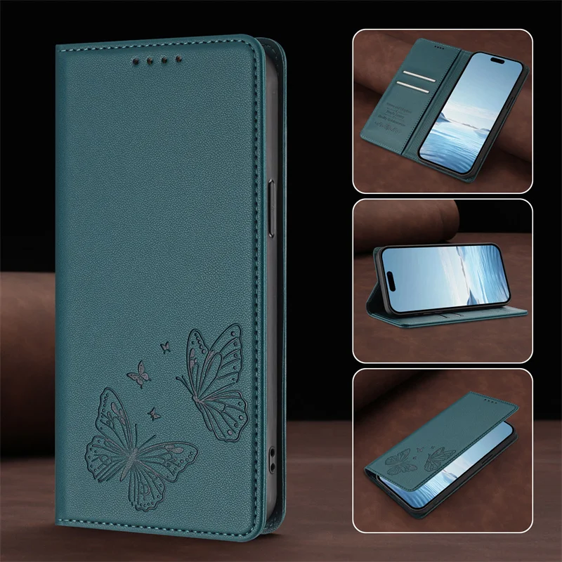 Premium Magnetic Leather Stand Wallet Case – Flip Protective Back Cover in Elegant Design