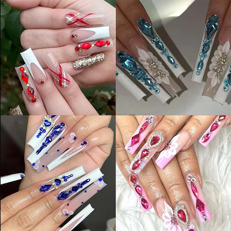 12 Grids White Clear different shaped Crystal Sleek Rhinestone 3D Manicure Nail Art Decoration Charms Jewelry sp0577 6