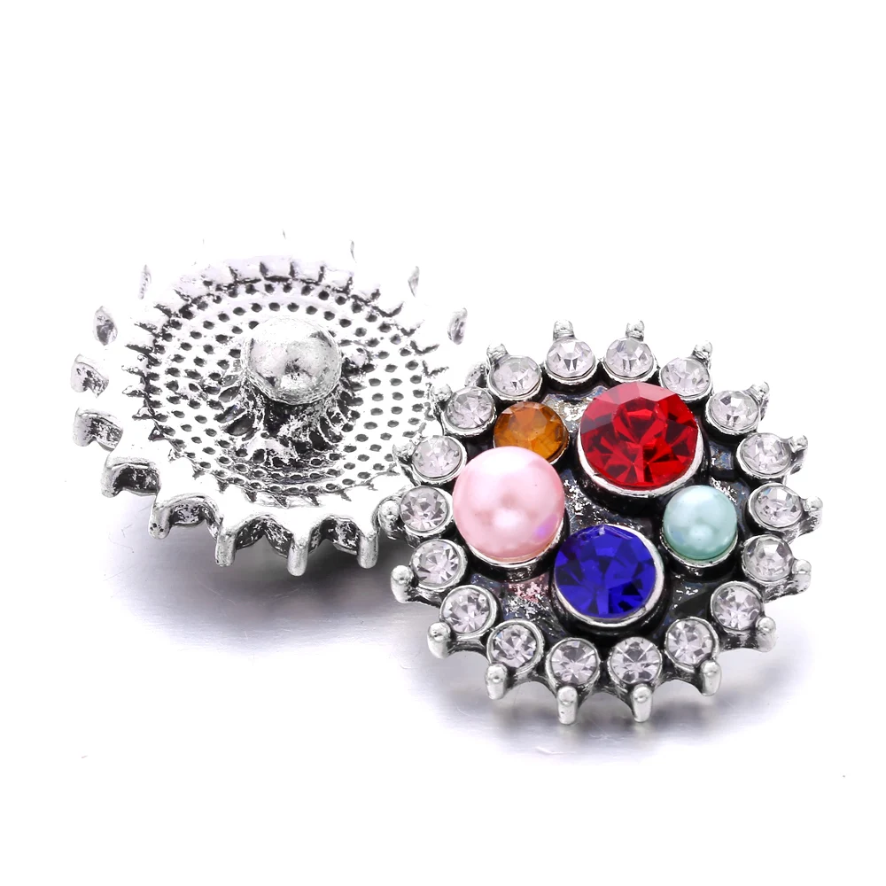 

20pcs Rhinestone Flower 18mm Metal Snap Buttons Fit Snap Bracelet Bangle Necklace DIY Snaps Buttons Jewellery