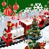 Electric Christmas Train Set Electric Engine Railway Track Playset With Music Santa Claus Sleigh Snowman Carriage Christmas Gift
