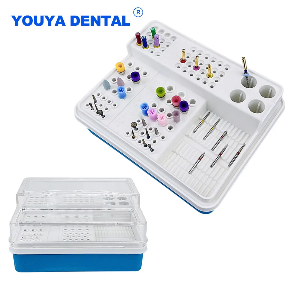 

96 Holes Plastic Dental Endo Box Diamond Burs Drill Placement Box Sterilizer Case Disinfection Holder Autoclave Dentistry Tools