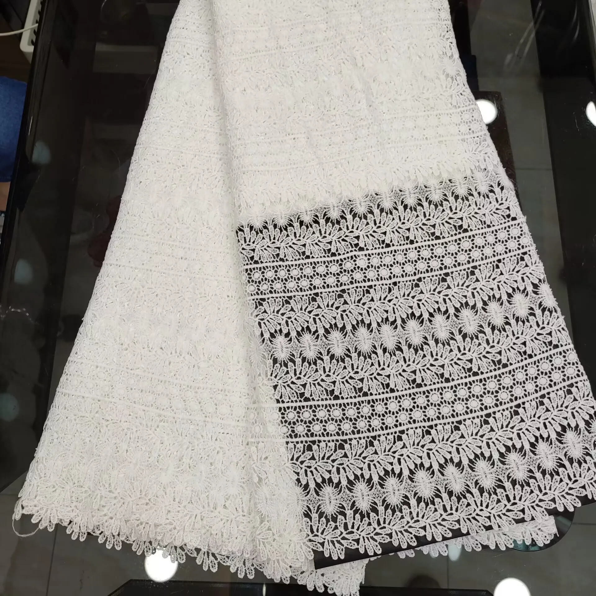 

Белая нигерийская кружевная ткань 2023, Высококачественная африканская кружевная ткань, французская гипюровая кружевная ткань для детской одежды, шитье PJFT2318