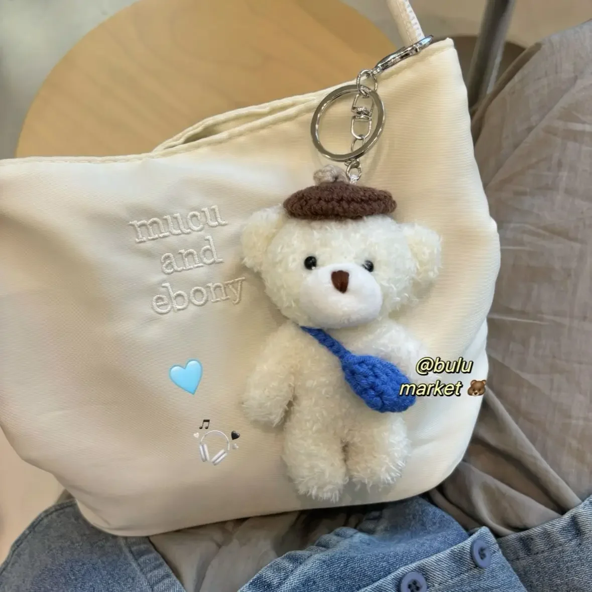 Trendy Korean Artist Bear Plush Toy Wall Hanging Cute Teddy Bear Keychain Niche PP Cotton Filled Cuddly Doll Bag Accessory