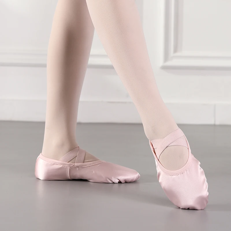 DKZSYIM Women Ballet Shoes Girls Satin Dance Slippers Split Sole Gymnastics Yoga Dancing Shoes Children Adult Ballerina Shoes 6