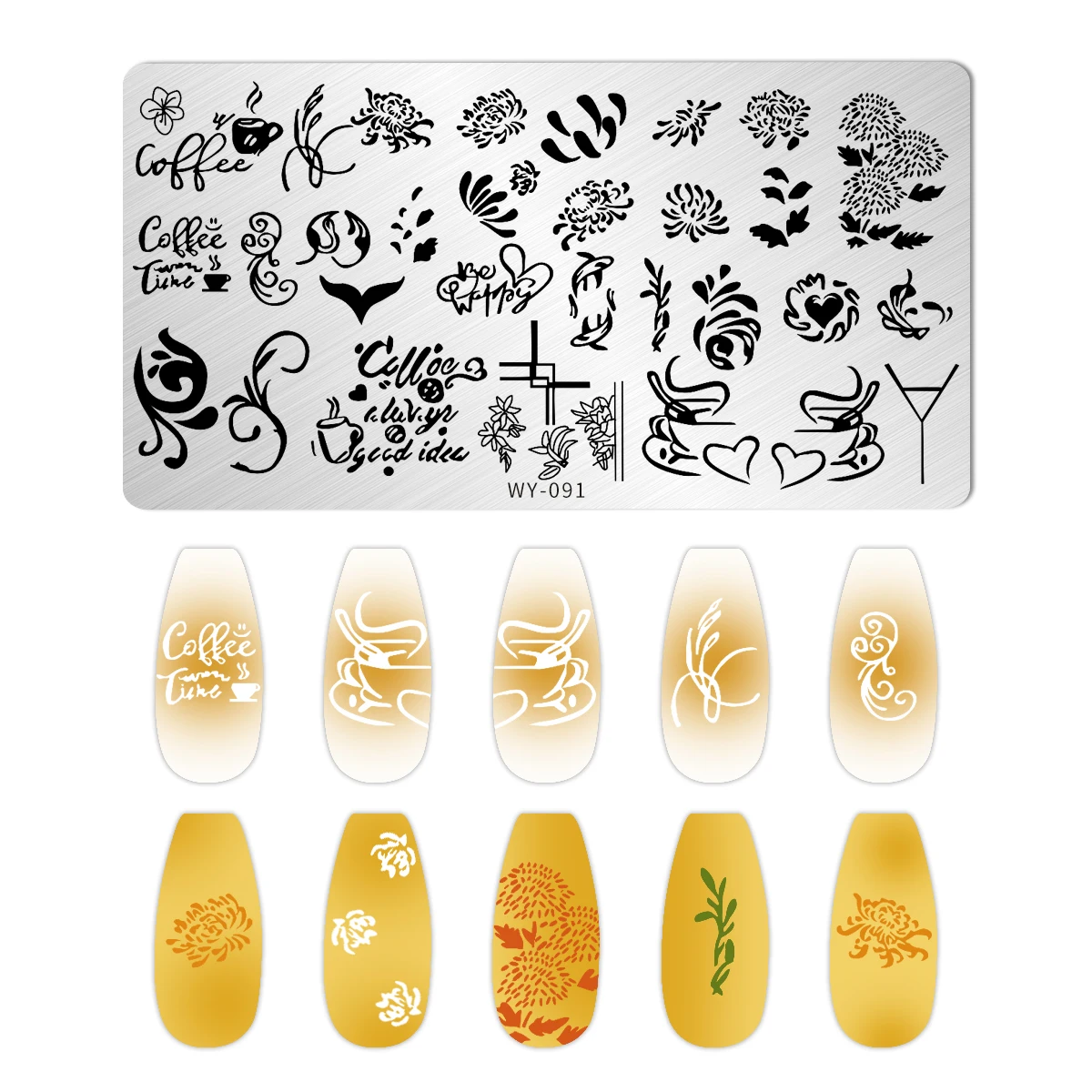 Leaves Flower Nail Art Stamping Plates Triangle Drawing Template Geometric Stripe Line 3D Image Stencil Mold Printing Tools 5