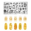 Leaves Flower Nail Art Stamping Plates Triangle Drawing Template Geometric Stripe Line 3D Image Stencil Mold Printing Tools 5
