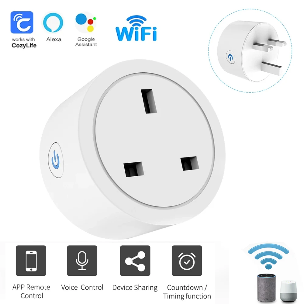 Voice-Controlled Smart UK Socket with Remote and Timed Switch Control