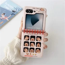 Korean Cute Cartoon Bear Monster Notebook Style Phone Case - Kawaii Girl Gift Cover Shell for Razr 60 (Pink Guinea Pig)