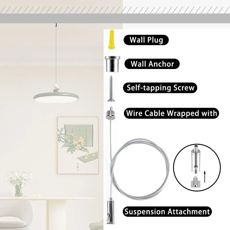 ชุดระบบแขวนโคมไฟหกเหลี่ยม, ชุดสายเคเบิลแขวนเพดาน, สายเคเบิลแขวนโคมไฟตู้ปลาแบบปิดผนึก 3.3/6.6 ฟุต 1