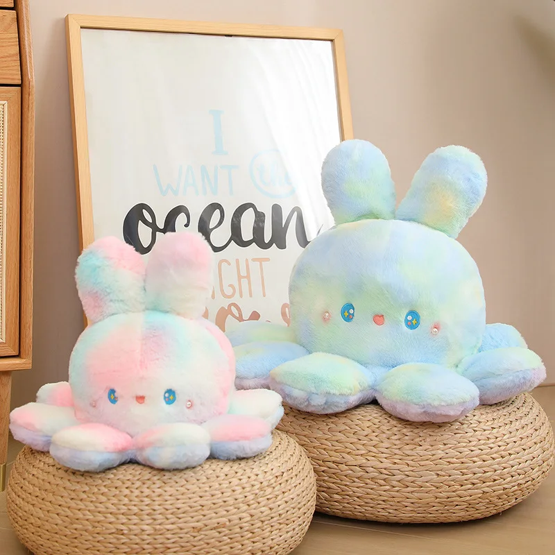 Peluche Réversible Chat Lapin Jouets Kawaii, Double Face, Poulpe Lapin  Chat, Oreiller Beurre Doux, Cadeaux de Noël pour Enfants - AliExpress