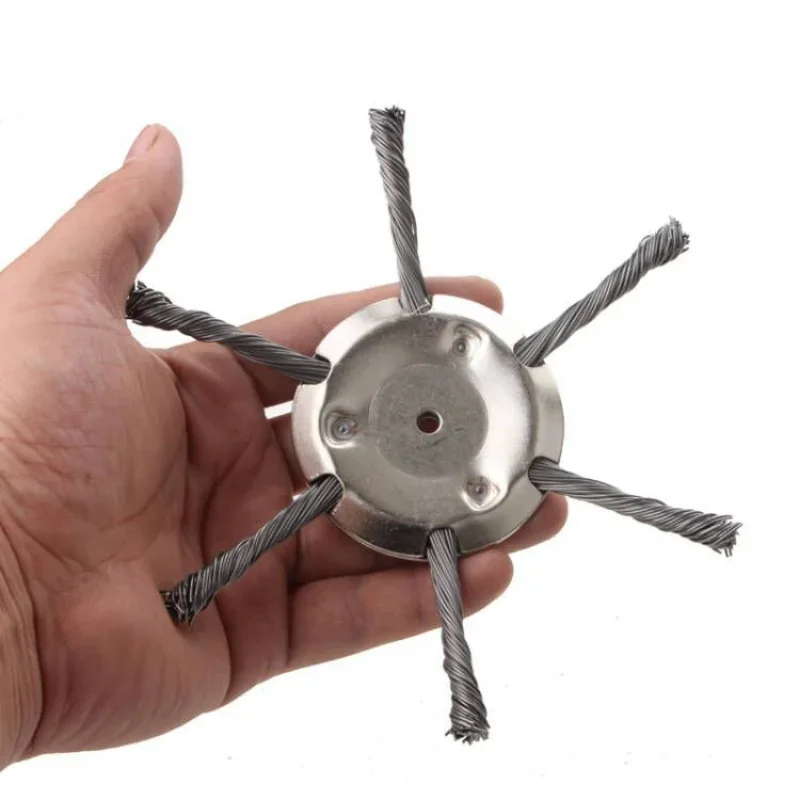 6inch Steel Wire Wheel Head Grass Trimmer Head Universal Weed Brush Fit Straight Shaft Brushcutter Removal Moss Rust 3