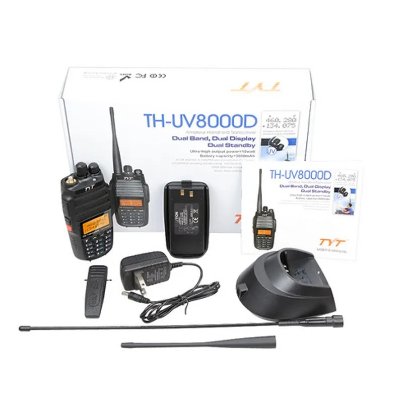 TYT TH-UV8000D 10W 3600mAh Handheld Radio, Dual Band 136-174/400-520MHz 10km Long Range Communication Portable Walkie Talkie