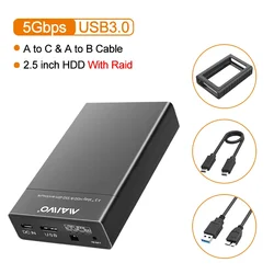Dual - Bay 2.5 - Inch External HDD/SSD RAID Enclosure with USB 3.0 to SATA (2.5 hdd case box)