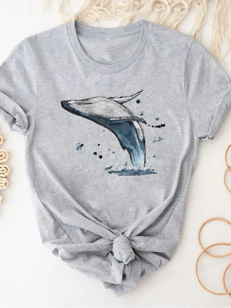 thumbnail image 1 of Camiseta con estampado de dibujos animados de dinosaurios y amor, ropa de verano de manga corta para mujer, camiseta básica gris, camiseta gráfica de moda, 1 of 4