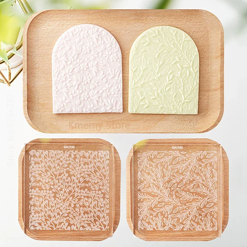 Leaf Flower Vine Green Plants Texture Fondant Cookie Cutter Stamp Biscuit Embosser Mold Lace Arched Dessert Cake Decorating Tool