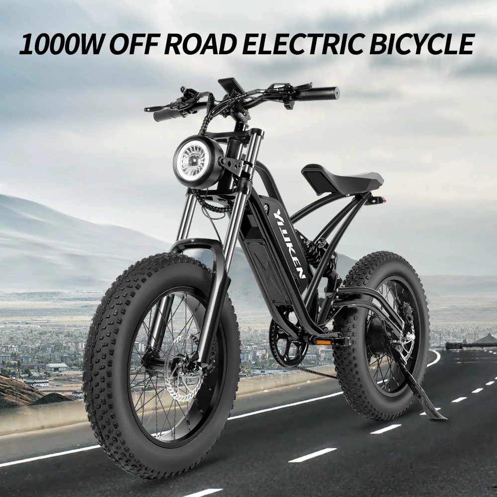 

20 Inch Off-Road Electric Bike 48V 20Ah Mountain Ebike Variable Speed Snow Assisted Bicycles 1000W Fat Tire 4.0 Electric Bicycle
