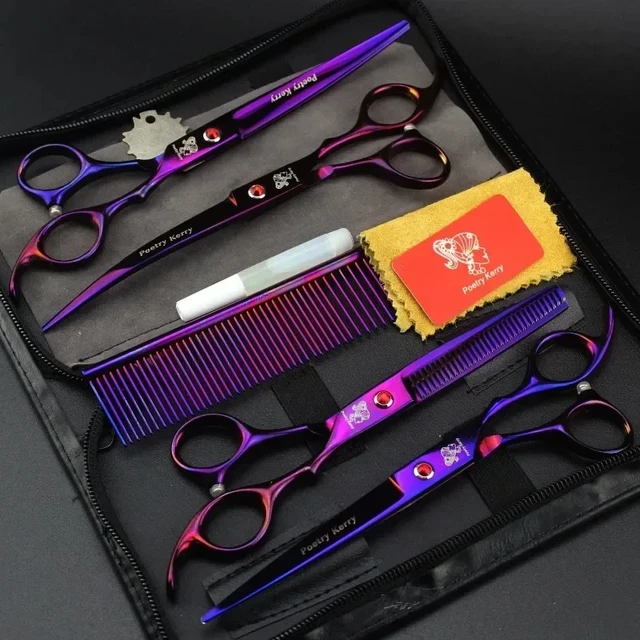 5pcs/Set Stainless Steel Pet Dogs Grooming Scissors Suit Hairdresser  Scissors For Dogs Professional Animal Barber Cutting Tools - AliExpress