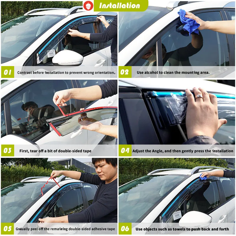 For BYD Dolphin ATTO 2 Window Visitor Stainless Steel Strip Wind Deflectors Visors Rain Guard Door Visor Vent Shades Ventvisor