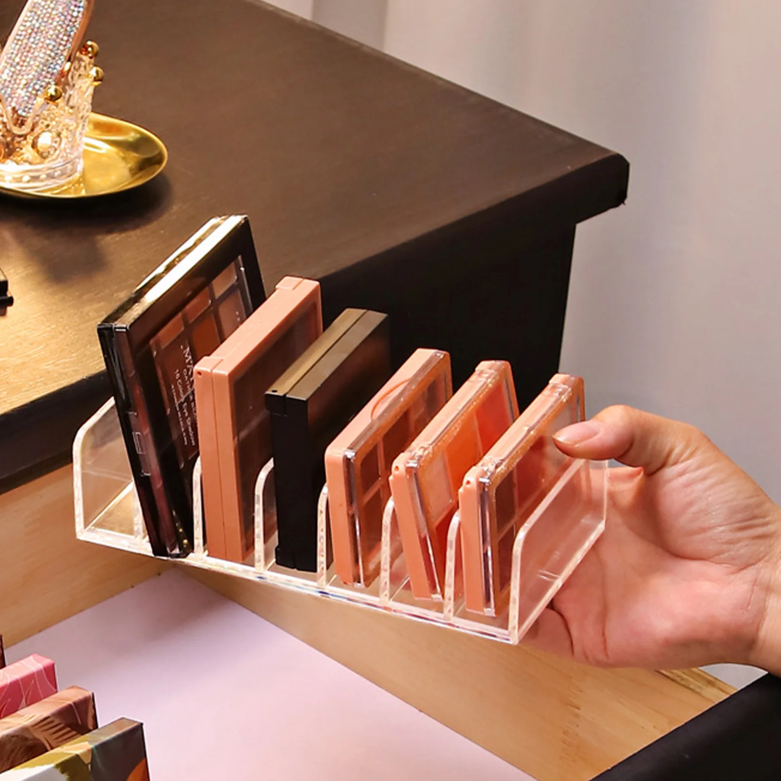 Makeup Organizer Makeup Storage Box Cosmetic Storage Box Eyeshadow Palette Organizer Eyepowder Storage Tray Cosmetics Rack Makeup Tools Compartment Holder Acrylic Makeup Organizer