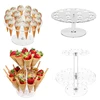 16/24 Holes Acrylic Ice Cream Stand Wedding Party Ice Cream Cone Holder Double-Layer Cupcake Popcorn Rack Buffet Display Stand 1