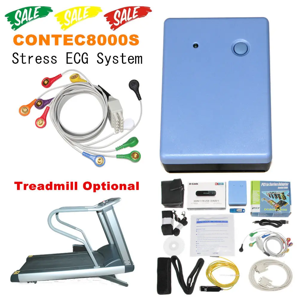 Contec 8000s Voltage EKG/ECG Analysis System hrbp Found Stress Portable Transmitter 12 Lead Recorder Analyzer System Software