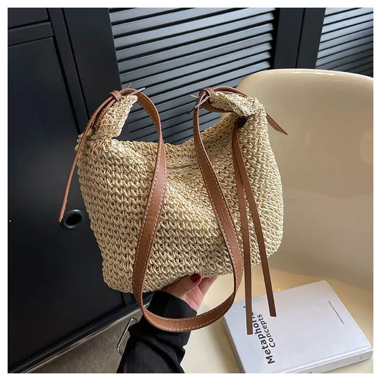 2023 New Fashion Straw Woven Bag Retro Handwoven Tote Women's Bag Casual Simple Versatile Large Capacity Shoulder Bag For Women