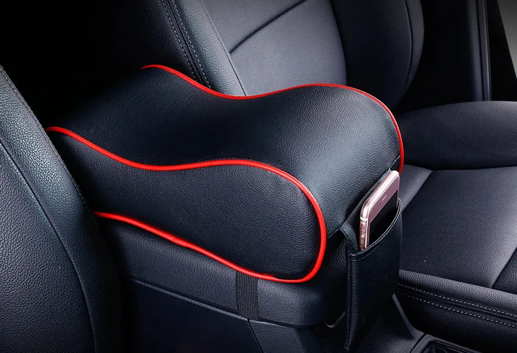 PU Leather Car Armrest Box Pad Cushion Auto Center Console Arm Rest Seat Box Heightening Soft Pad Hand Support with Storage Bags 13 undefined