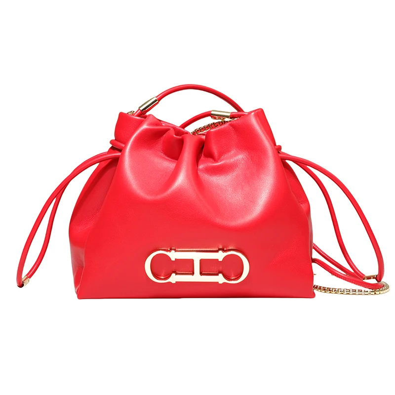 حقيبة كتف أحادية اللون مصممة للسيدات، تتميز بنمط ك...