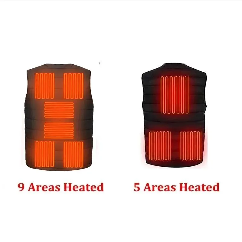 Heated Jacket 5/9 Areas Heated Vest Men Women Electric Heating Vest Usb Heated Jacket Bodywarmer Down Jacket Winte