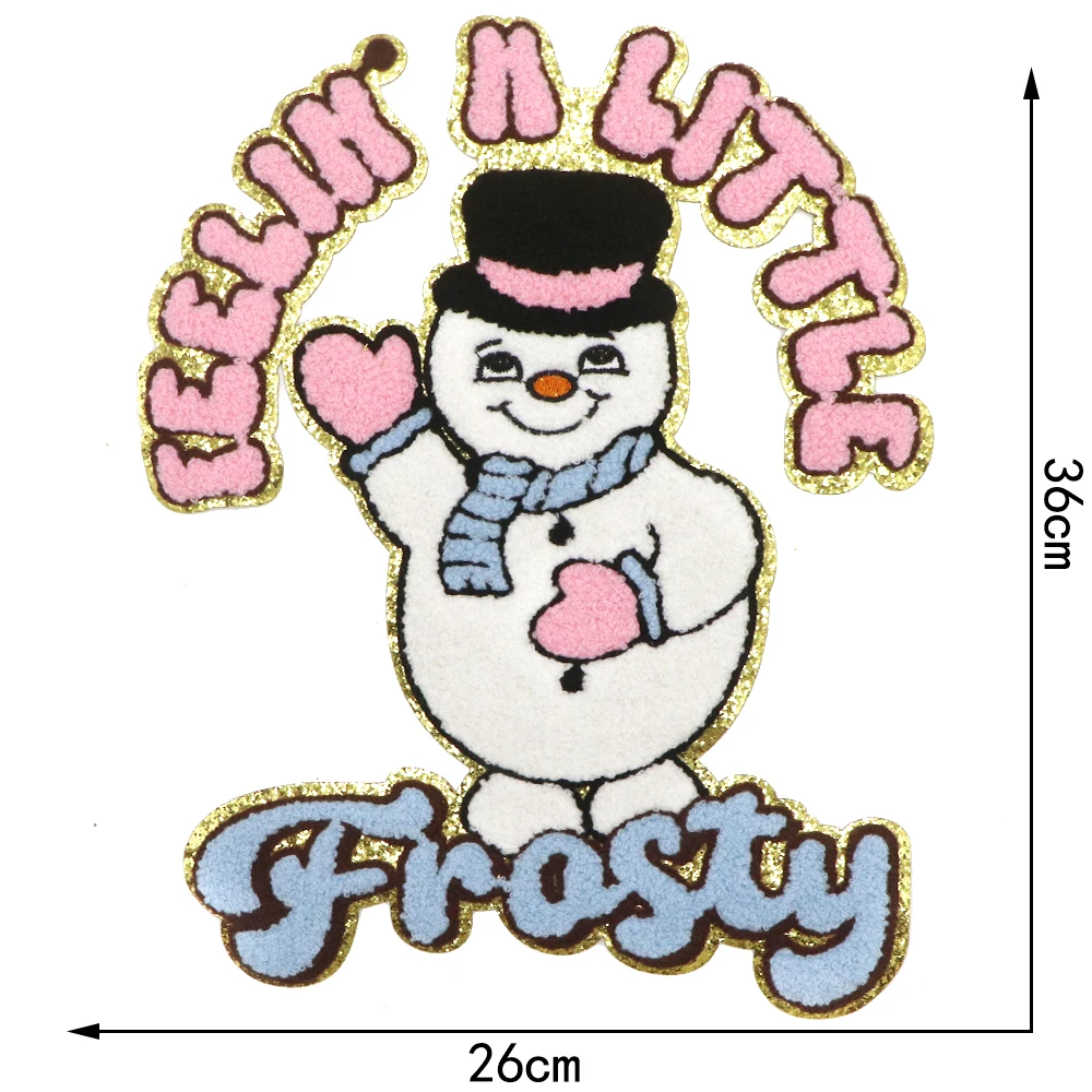 1pc Weihnachten Schneemann Chenille Eisen auf Patches Stickerei Patch Winter Patch aufnähen Patch für Kleidung Jacke Rucksack Dekoration – Detail 4