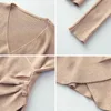 Surplice Sweater for Women Pullovers Ribbed Knit V-Neck Long Sleeve Button Side Plain Jumper Teen-girl Fall Winter Basic Outfit 6