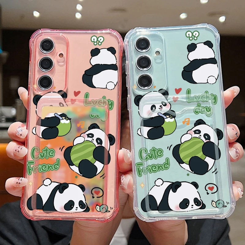 Cute Panda Clear Card Holder Phone Case Cover