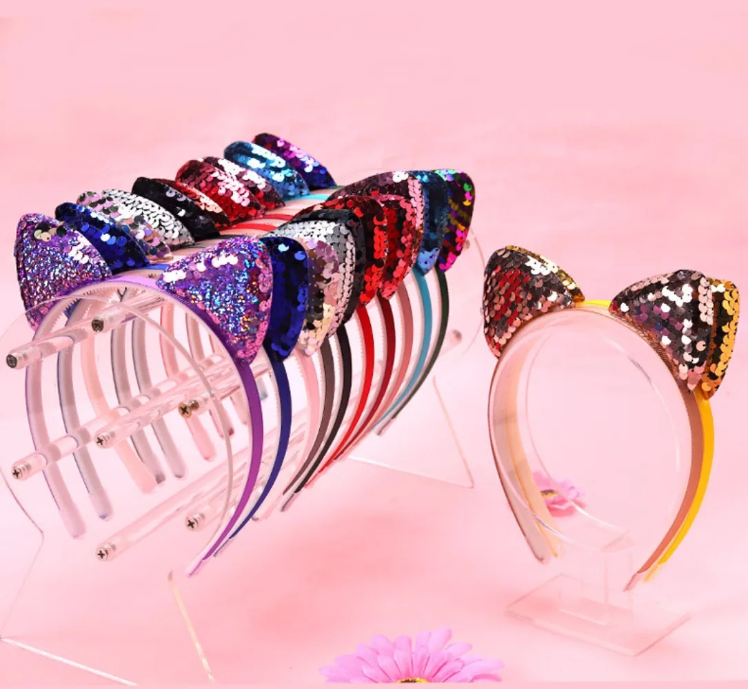 

New Sequined Cat Ears Headband for Girls Festival Party Hair Accessories Strong Non-slip Lightweight Fashion Hairband Gifts