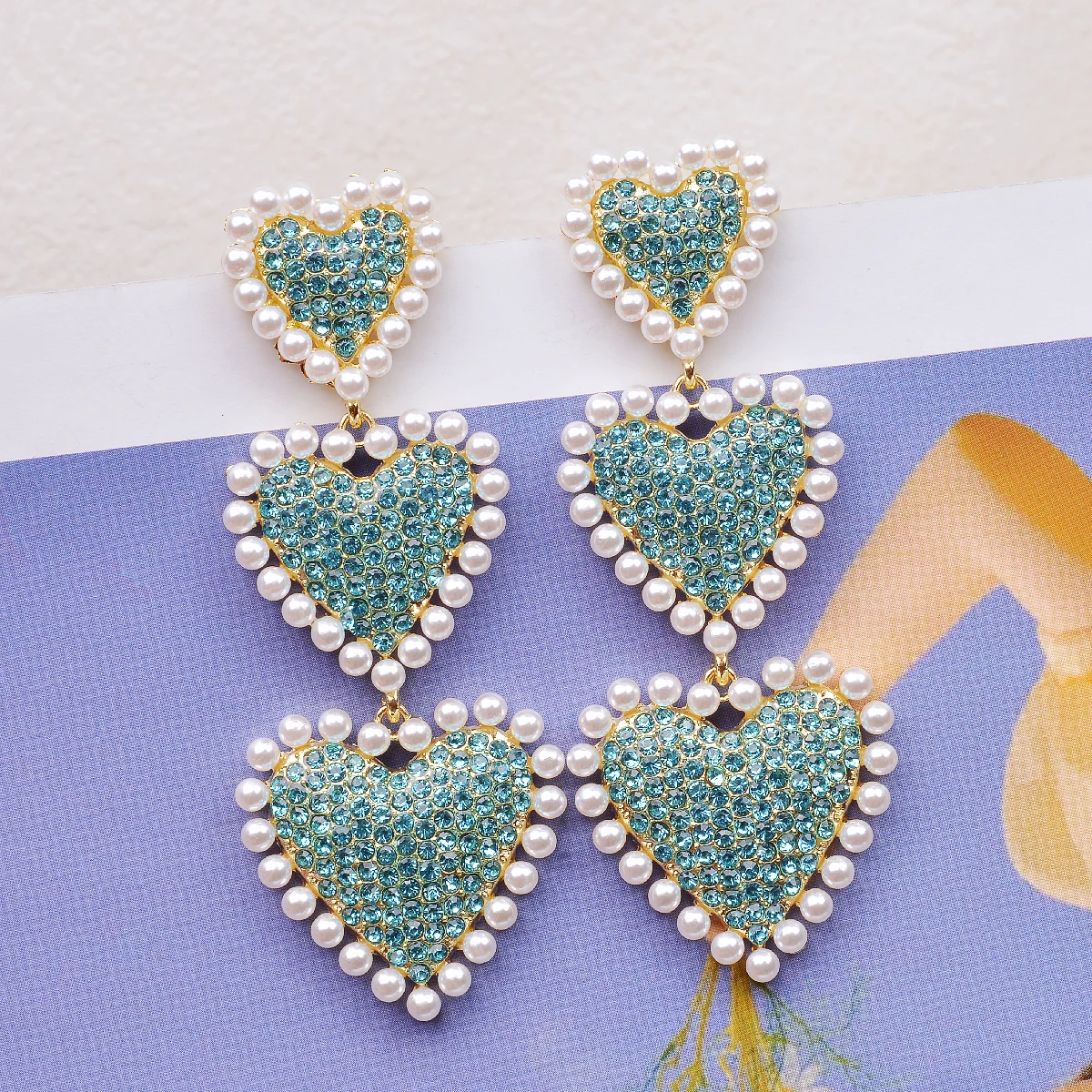 MWSONYA New Korean Japan Luxury Elegant Big Heart Rhinestone Drop Earrings for Women Fashion Pearl Love Heart Party Jewelry Gift Drop Earrings Dangle Earrings Long Earrings Pendant Earrings