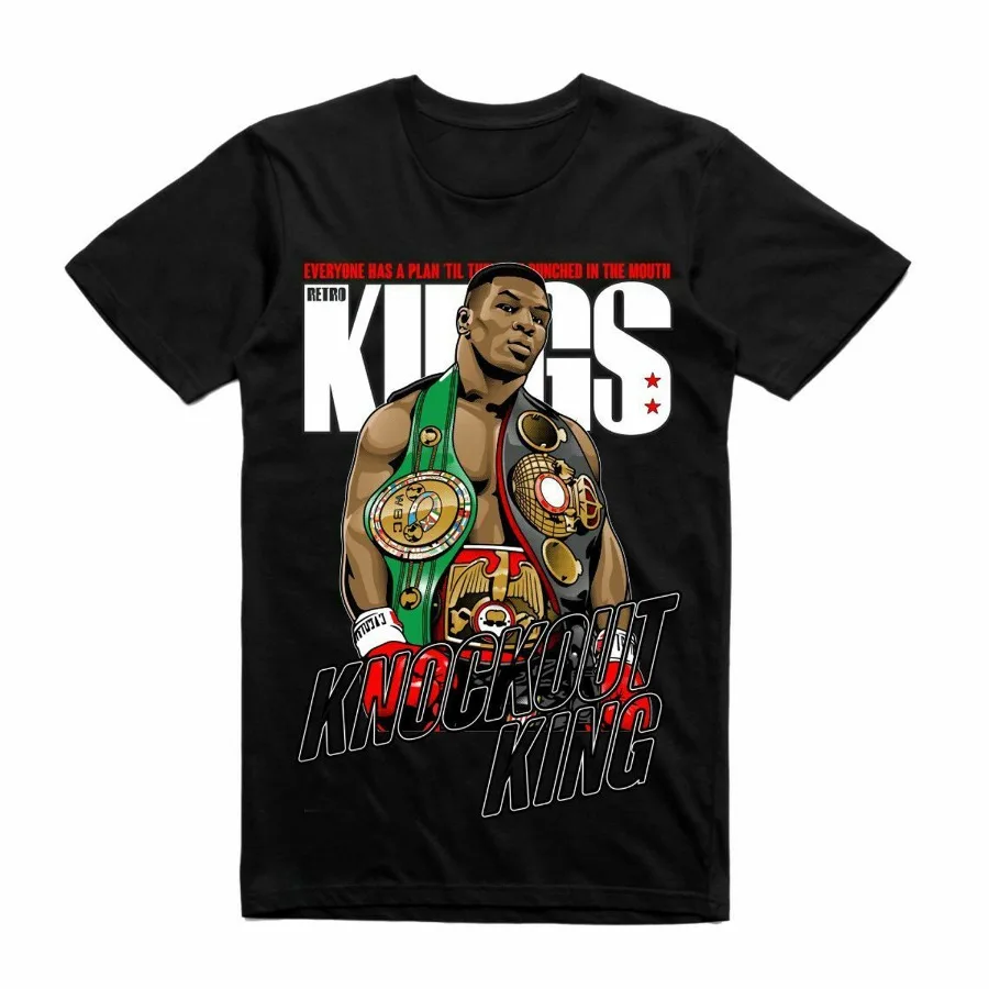 Retro Streetwear Boxing Mike Tyson Graffiti Printed T-Shirt