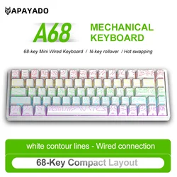 Enhanced Wired RGB Mechanical Keyboard with Hot - Swappable ABS Keycaps, 68 Keys - Red Switch (White line)