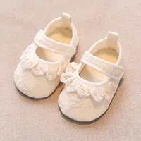 BeQeuewll Infant Baby Girls Shoes Non-Slip Soft Soled Lace Bowknot Flats Toddler First Walker Spring Autumn Princess Shoes 1